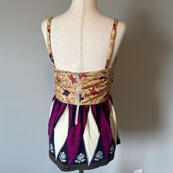 Deletta sz S floral peplum cami top silk top removable straps - Picture 6 of 10